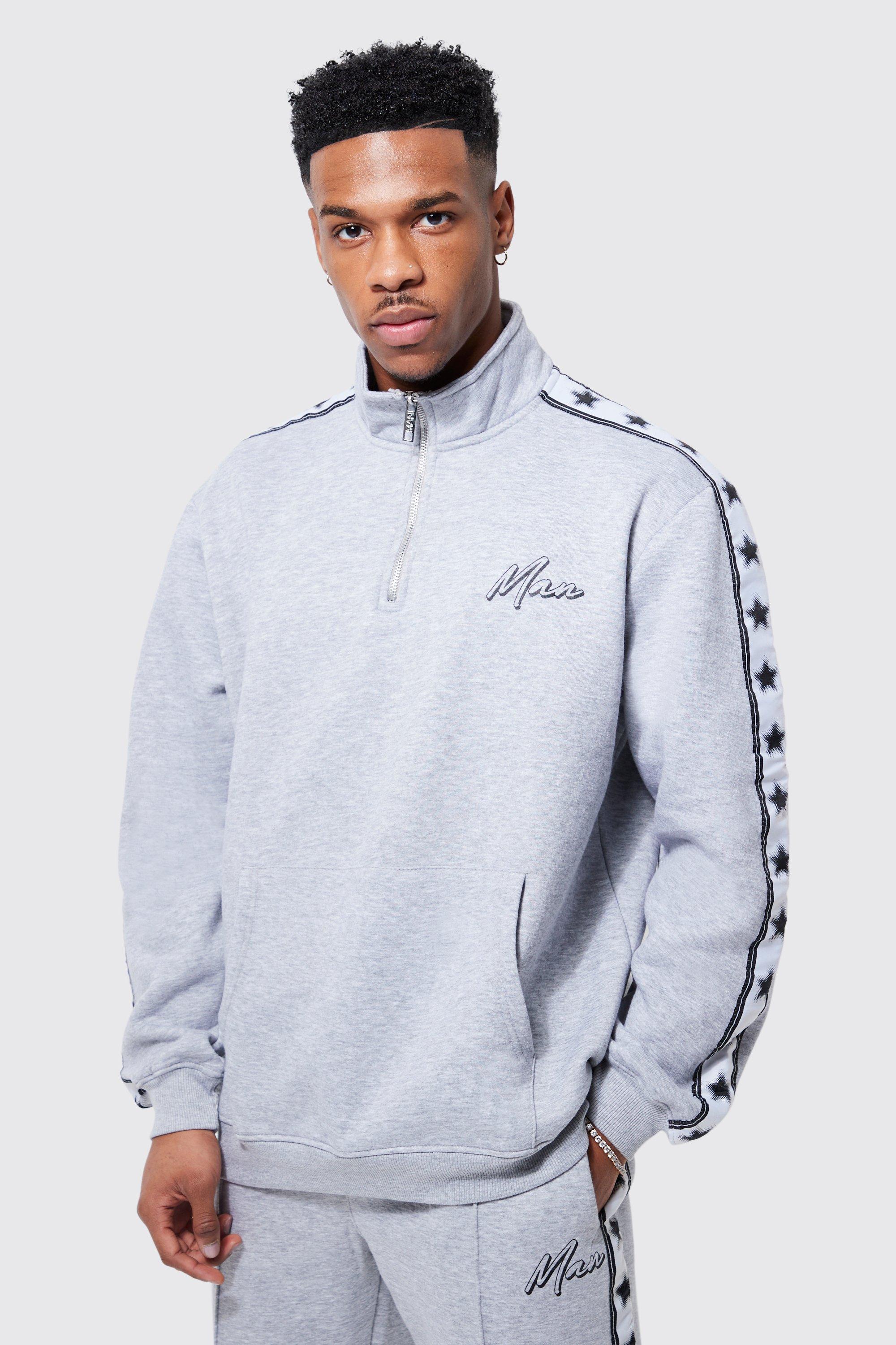 Man Side Tape Funnel Neck Tracksuit boohoo